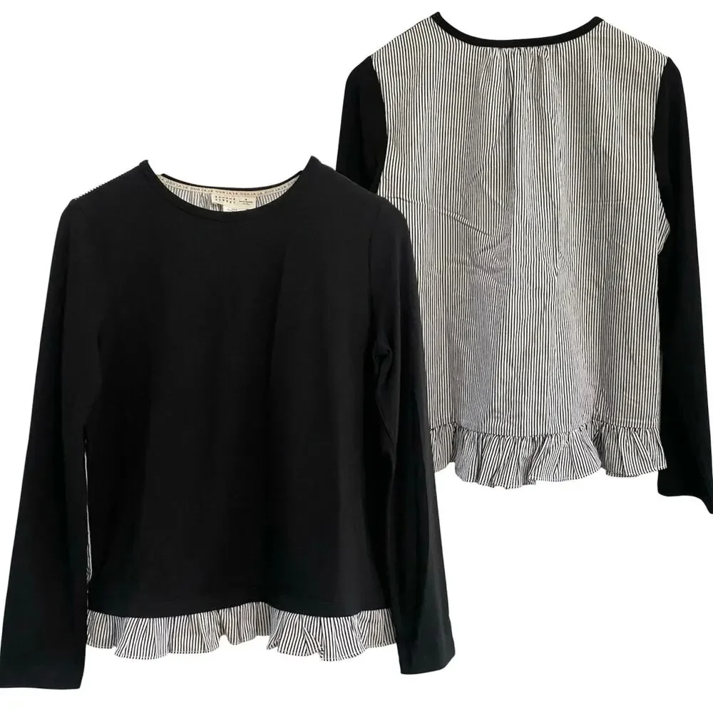 Kate Spade Broom Street Mixed Media Blouse Women Size Small Preppy Office casual
